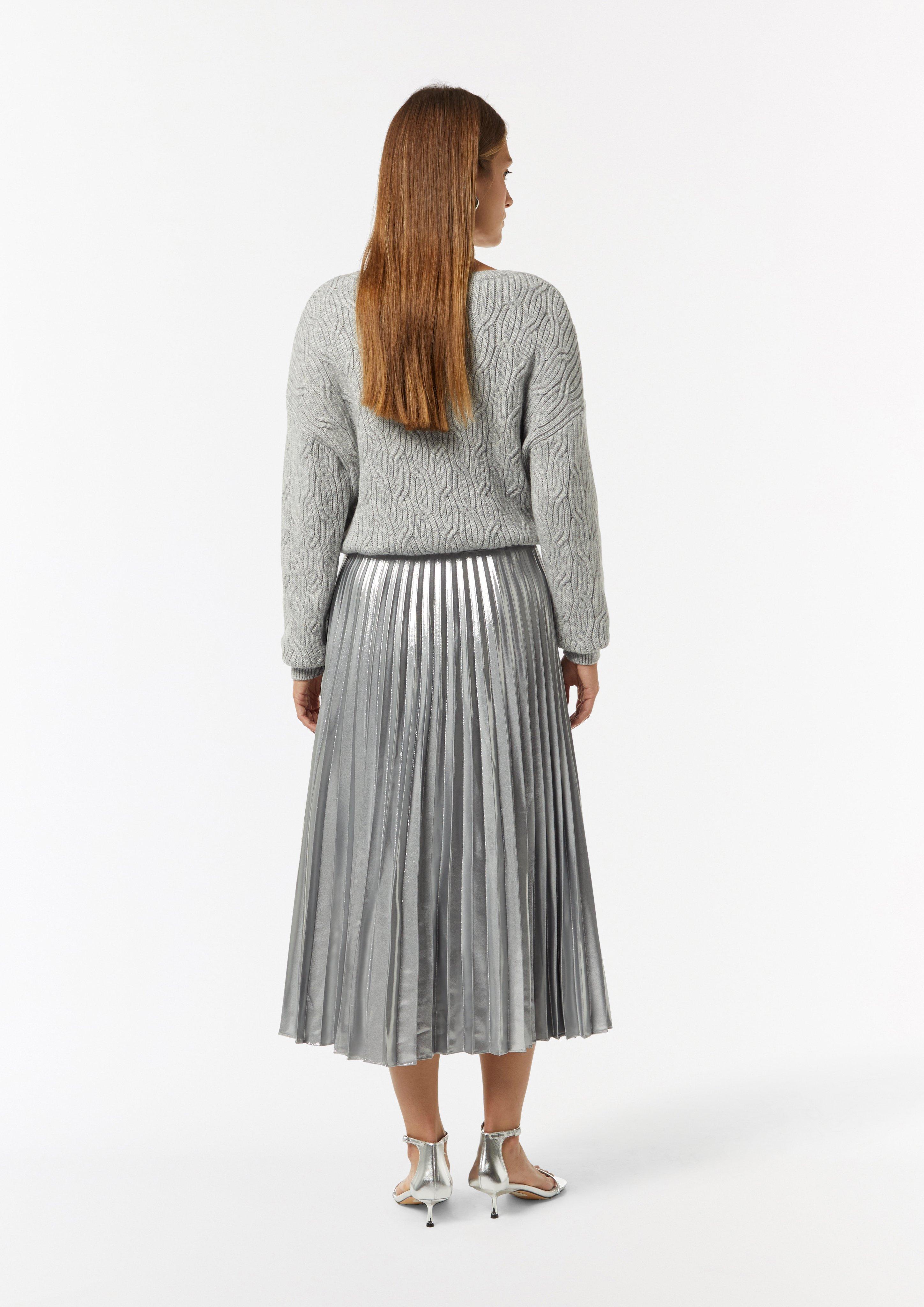 Strickpullover mit Zopfmuster - graphit