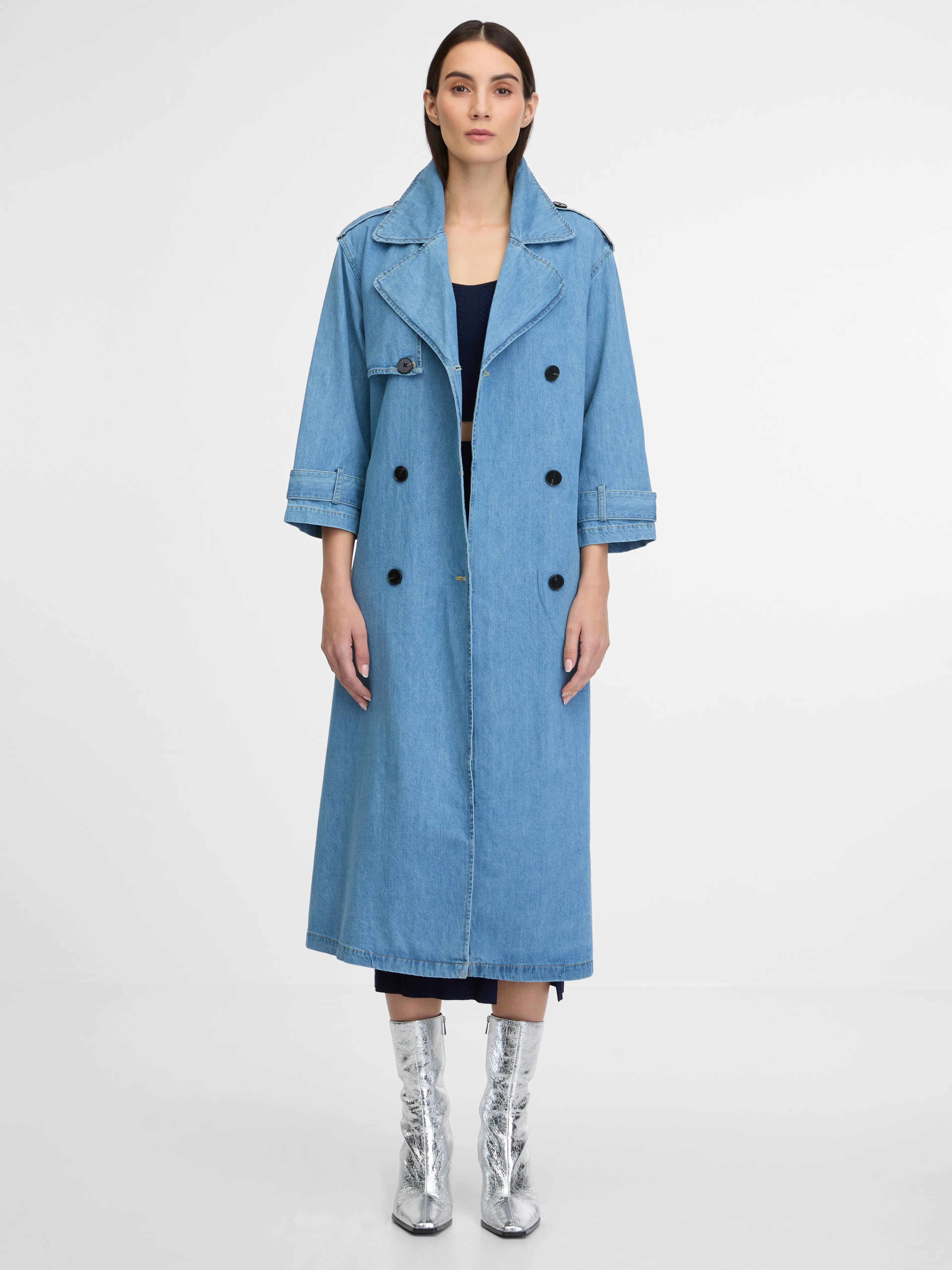 Blauer Damen-Trenchcoat aus Denim ORSAY