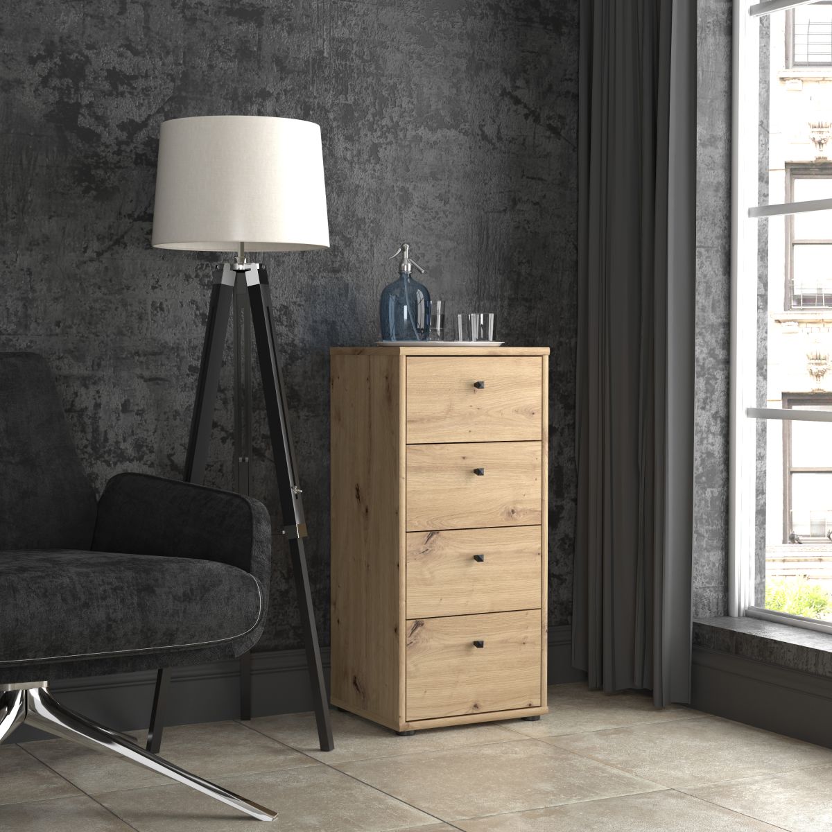 Schubladen-Kommode Tempra2 Eiche 39 cm