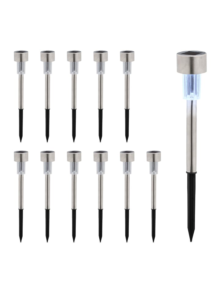 relaxdays 12 x Solarlampe in Silber/ Schwarz günstig kaufen onesize