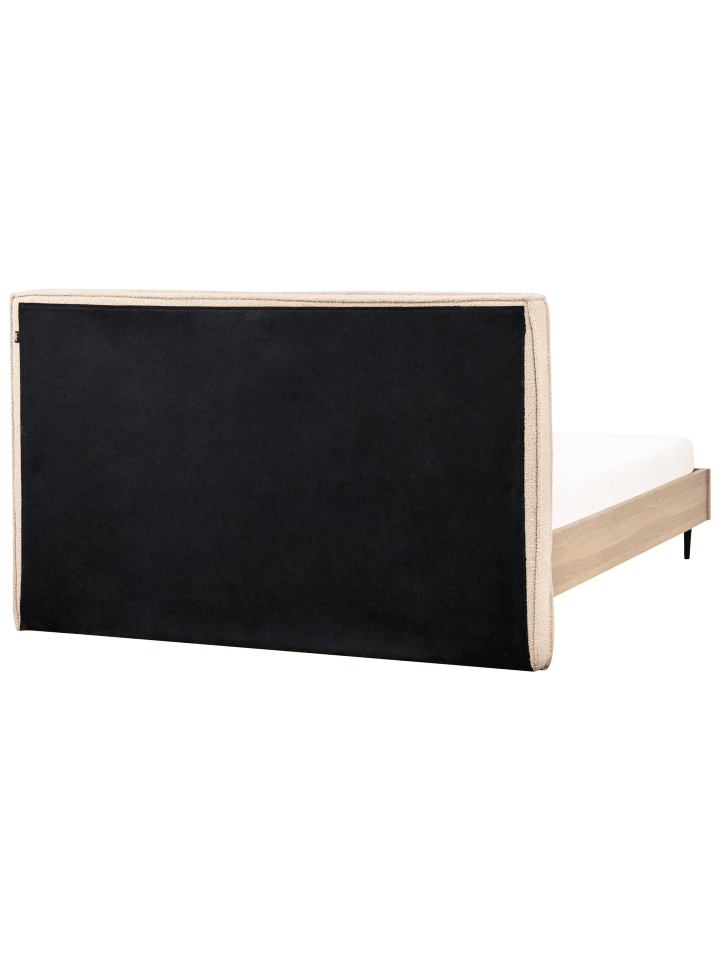 Beliani Doppelbett IZERNORE in Beige/Heller Holzfarbton/Schwarz günstig kaufen onesize