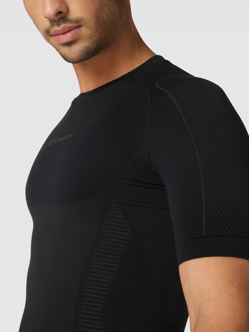 Atmungsaktives Thermoshirt mit Label-Print in dunkelgrau