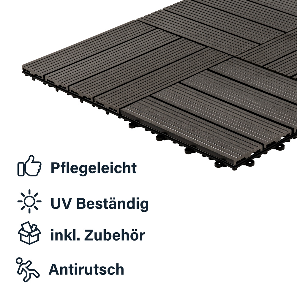 Home Deluxe WPC Holzfliesen BAVARO Anthrazit 12 m²