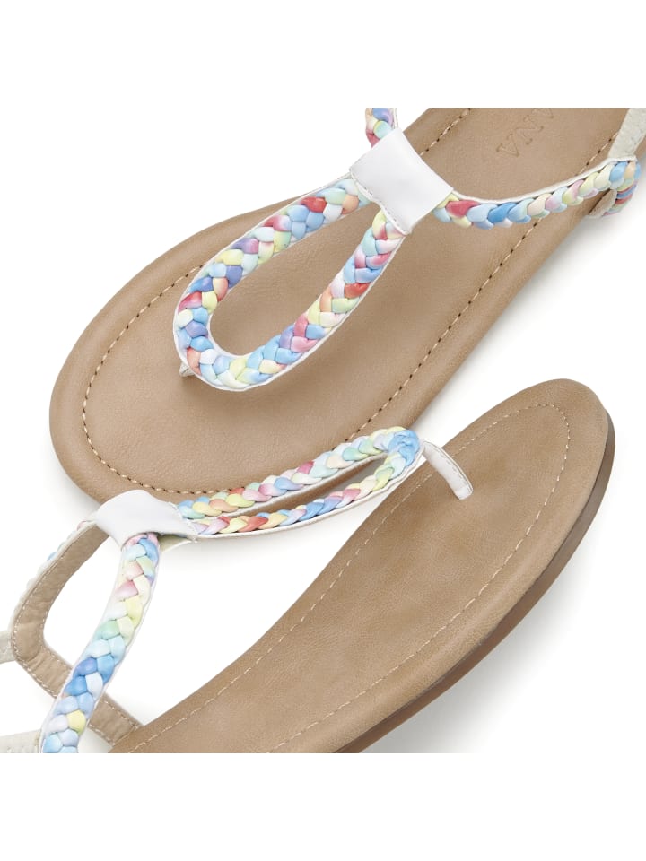 LASCANA Zehentrenner in beige / blau günstig kaufen