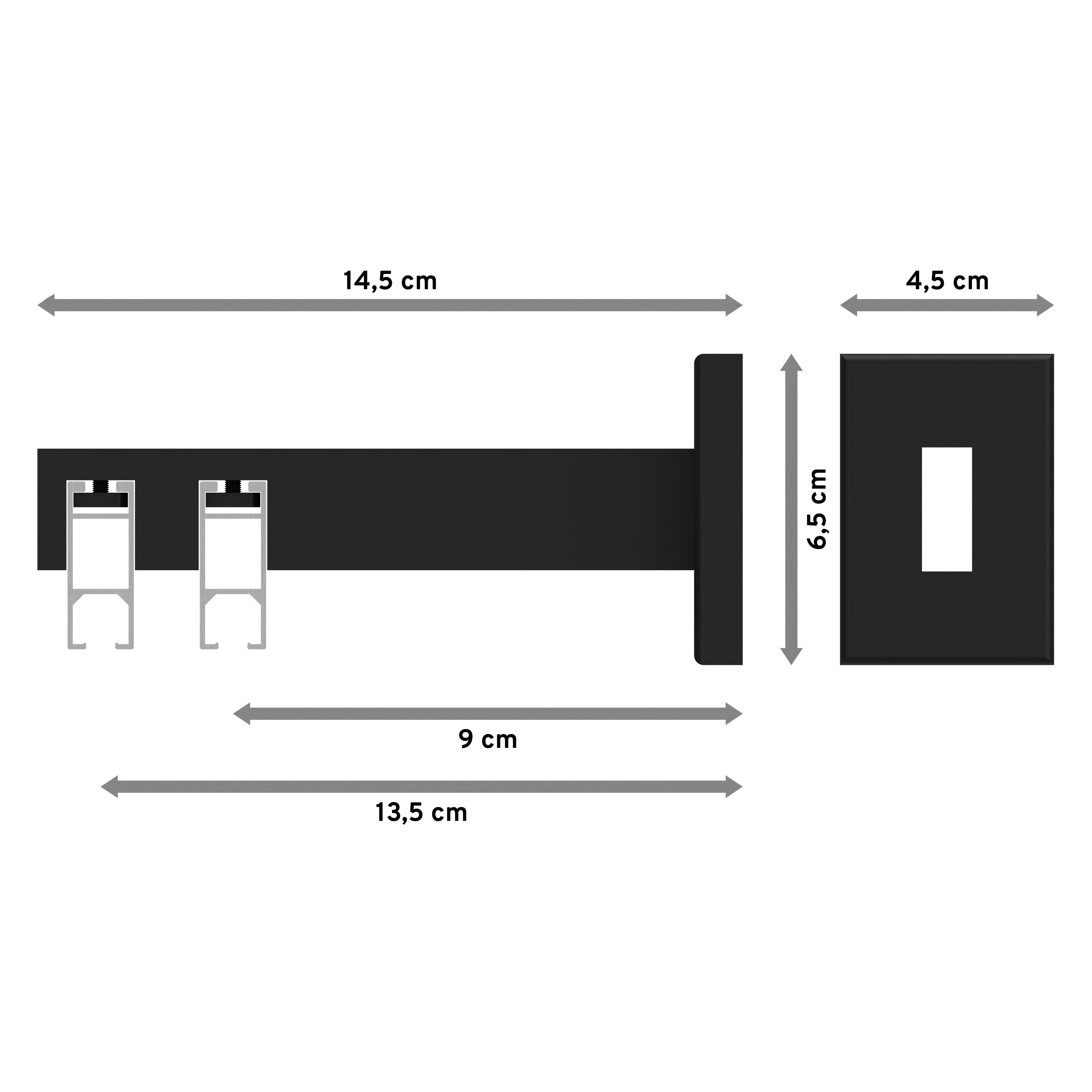 Gardinenstange Smartline Paxo, INTERDECO, 2-läufig, 14x35 mm, eckig, Wandmontage, Edelstahl-Optik / Schwarz