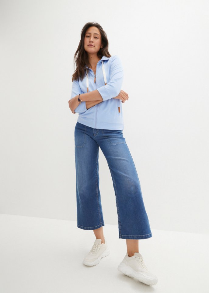 Lockere Sweatjacke, 3/4-Arm