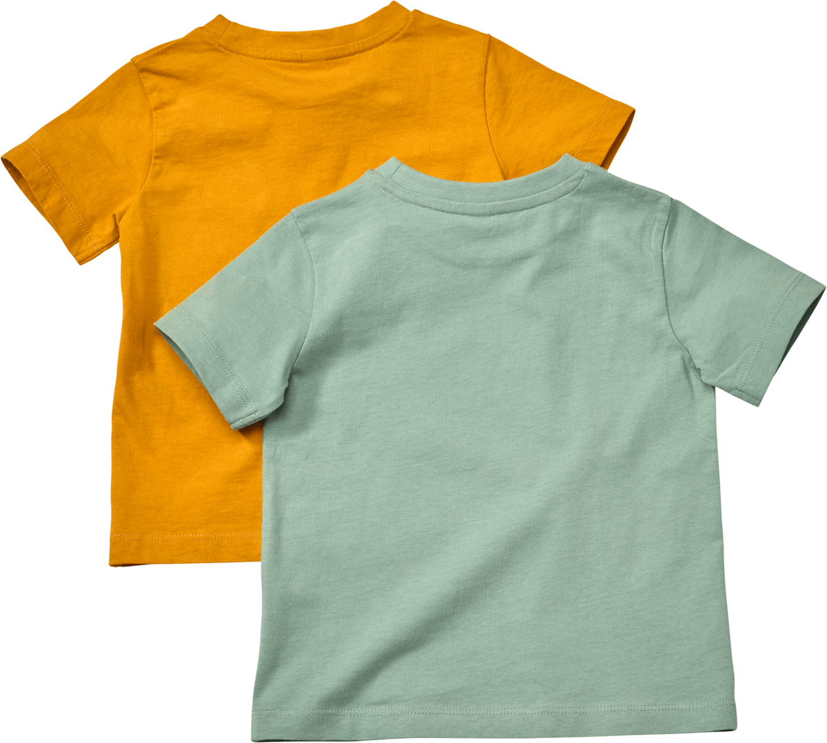 T-Shirts, grün + gelb, Gr. 110, 2 St