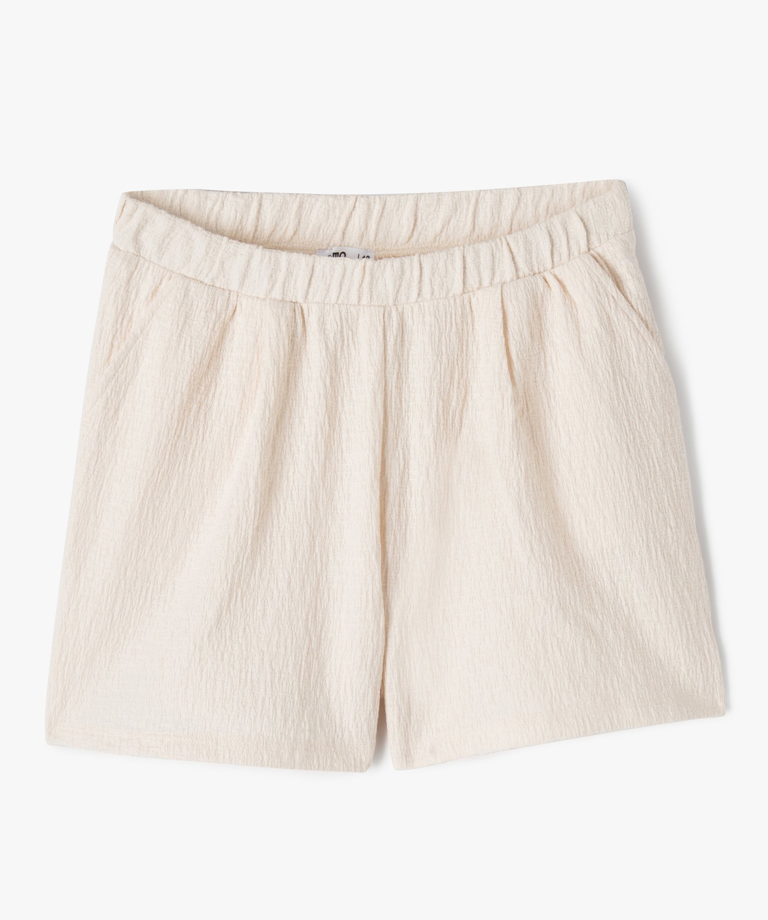 Short ample en maille texturée fille ecru | GEMO