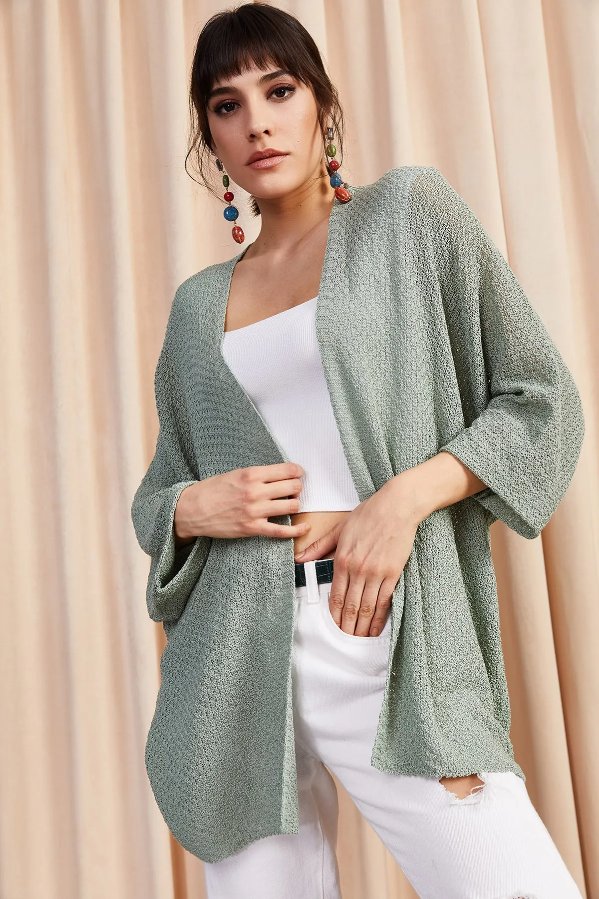 Olalook  Strickjacke - Grün - Regular Fit