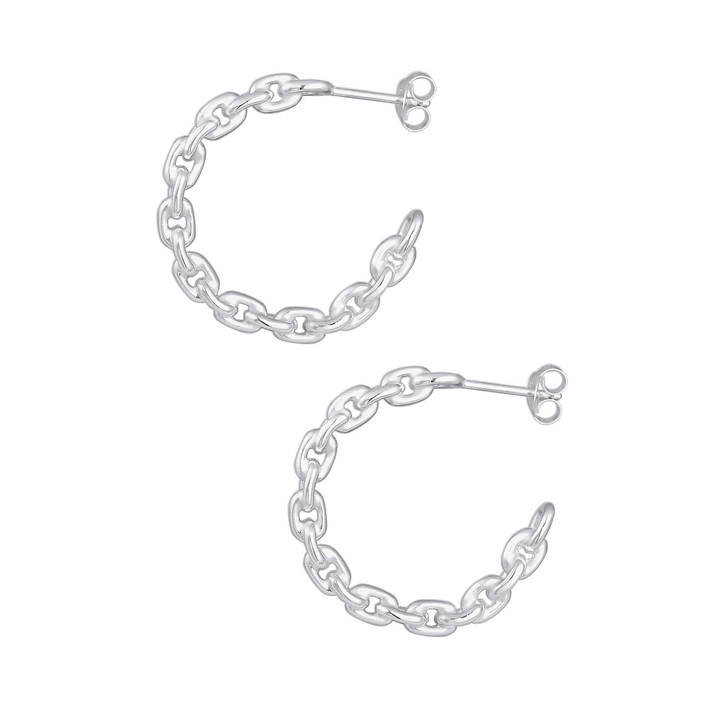 Elli Elli Boucles d'Oreilles Creole Forme de Chaîne Boucles d'Oreilles Femme  (925/100 Boucles d'oreilles