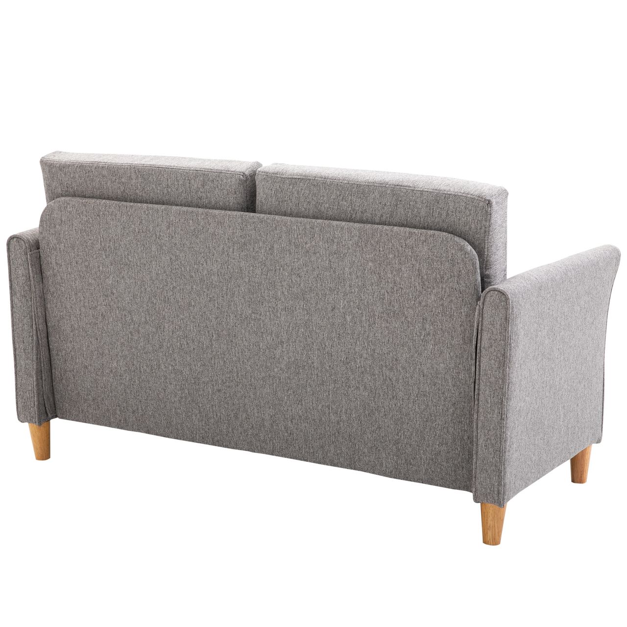 HOMCOM 2-Sitzer Sofa Stoffsofa Doppelsofa abnehmbar mit Kissen 200 kg-Belastbarkeit Leinen Schaumstoff Hellgrau 141 x 70 x 78 cm