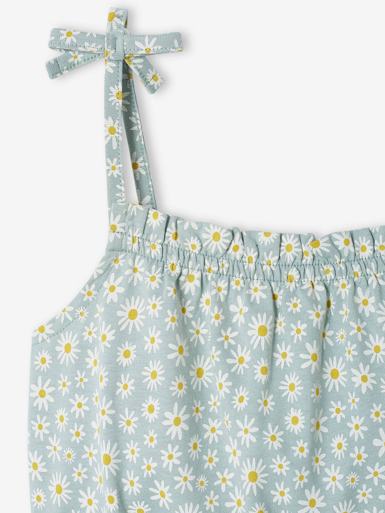 Combi-short à bretelles fille beige imprimé