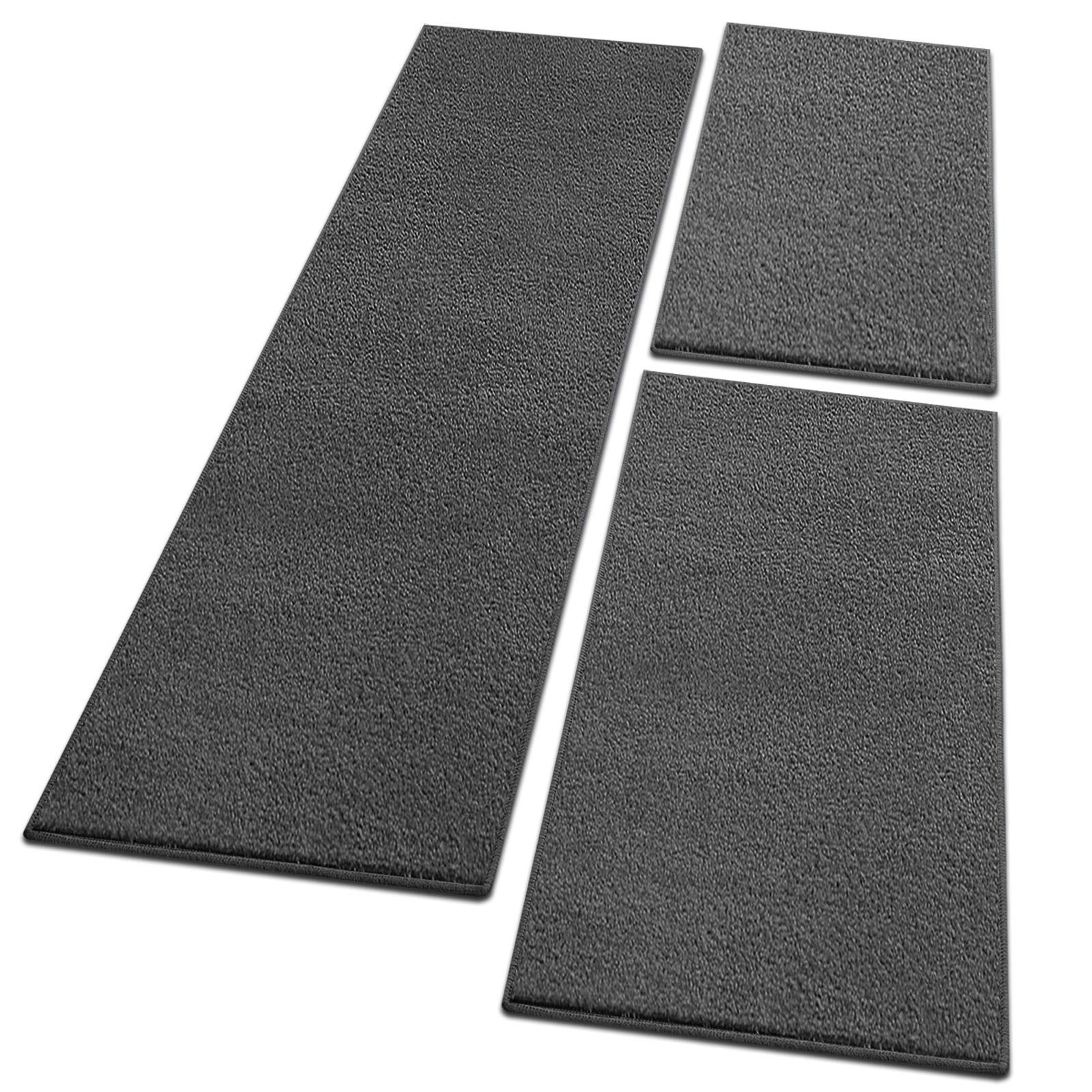 Hochflor-Bettumrandung Dynasty Anthrazit, 3 Größen, Teppichläufer, ideal im Schlafzimmer Floordirekt, Höhe 8.5 mm, (3-tlg), Velours