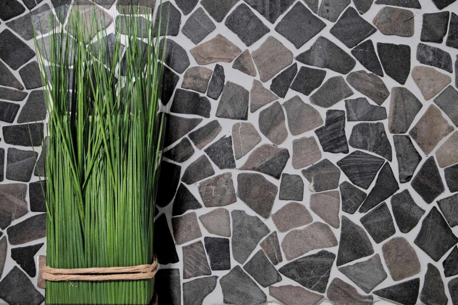 Mosani Mosaikfliesen Mosaik Marmor Naturstein Nero schwarz anthrazit dunkelgrau Bad