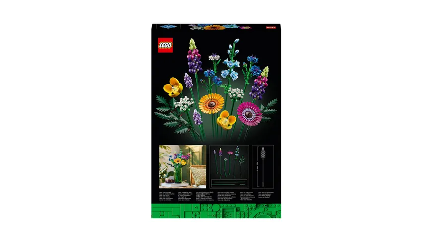 LEGO Icons 10313 Wildblumenstrauß, Heimdeko Blumen-Set für Erwachsene