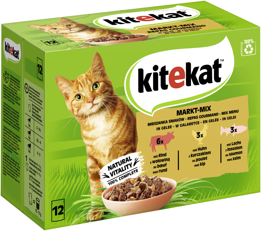 KITEKAT Portionsbeutel Multipack Markt-Mix in Gelee 12 x 85g