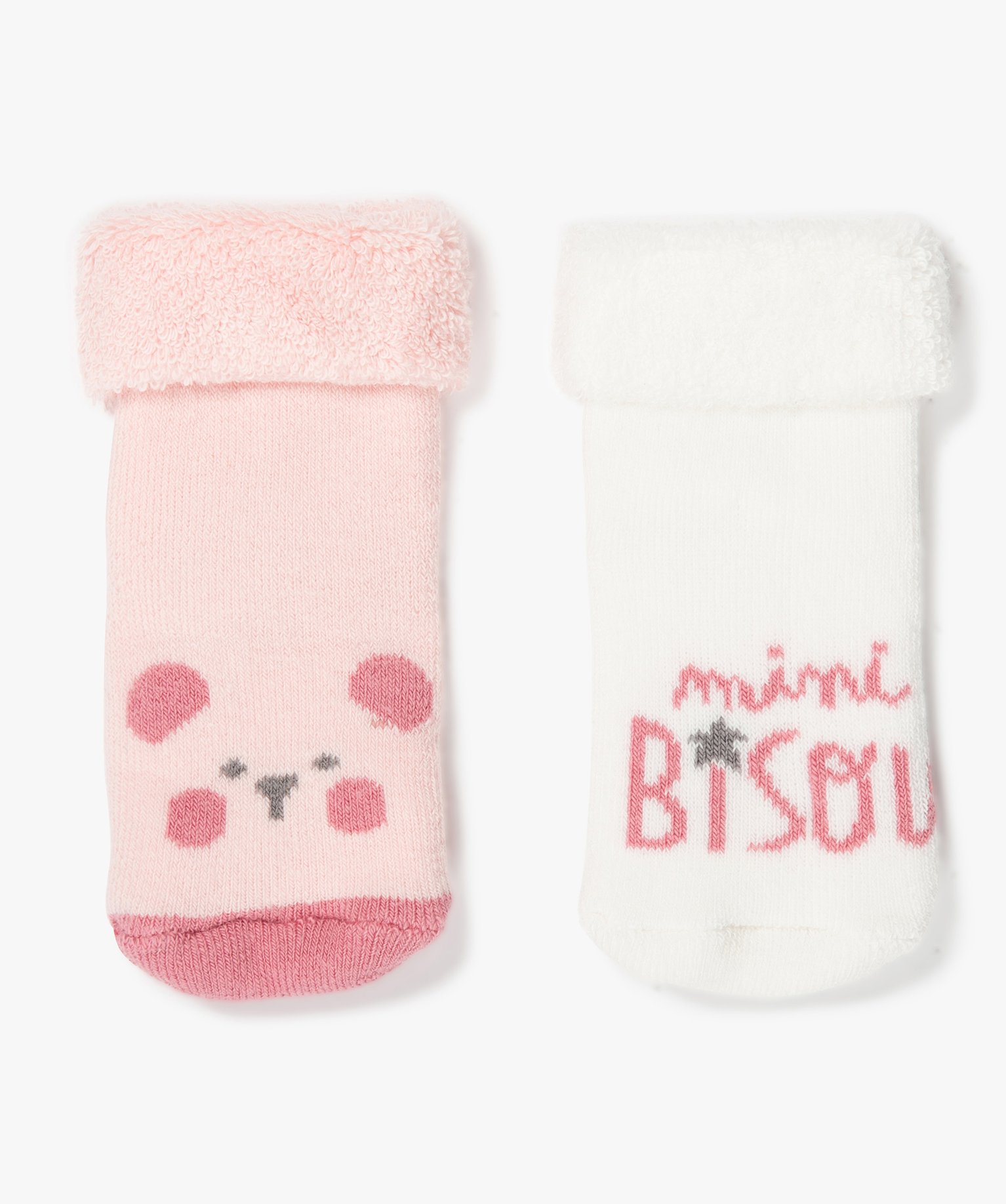 Chaussettes bébé en maille bouclette (lot de 2) rose | GEMO