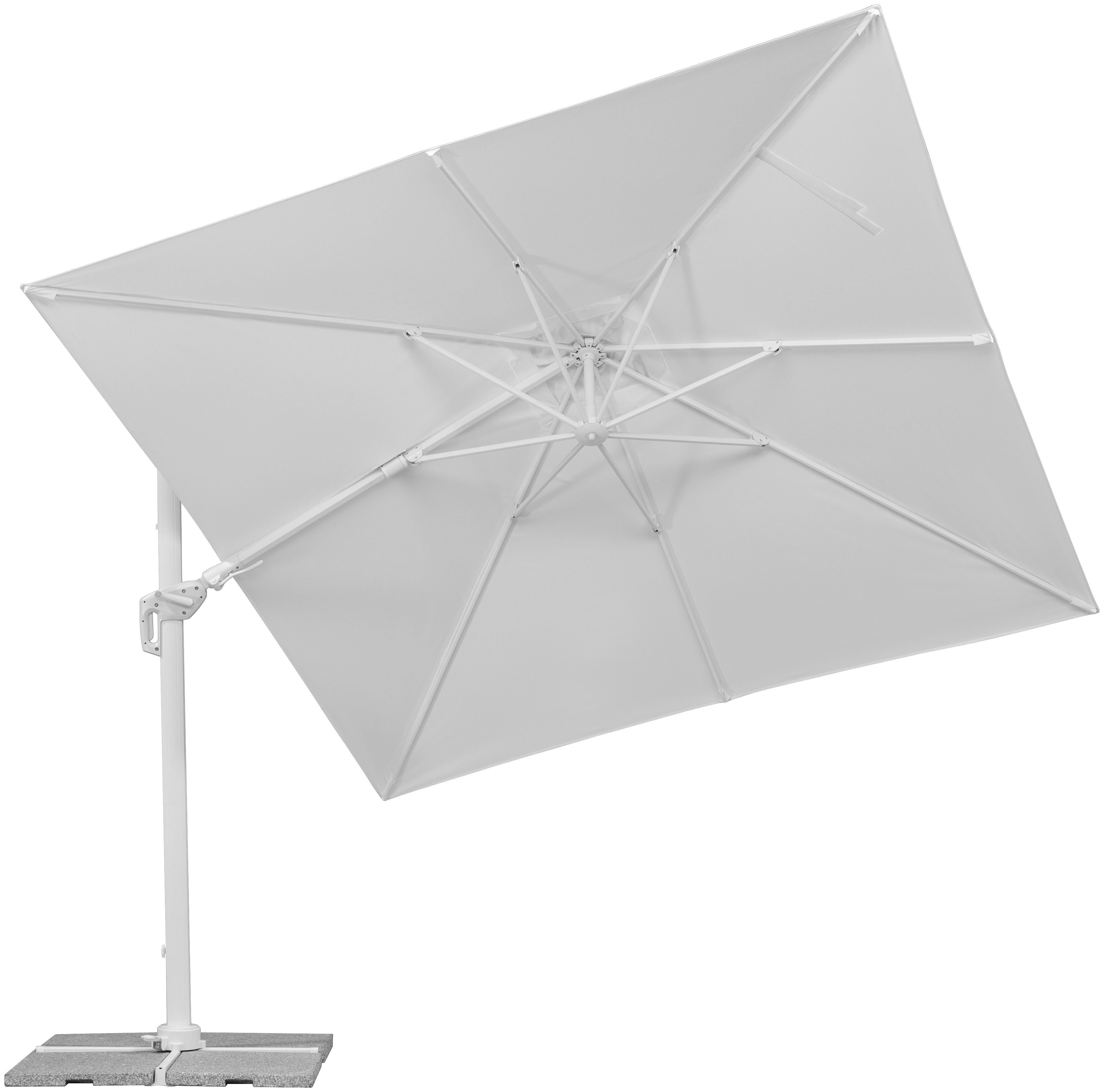 Schneider Schirme Ampelschirm Rhodos Twist Bianco, LxB: 300x300 cm, mit Schutzhülle und Schirmständer, ohne Wegeplatten