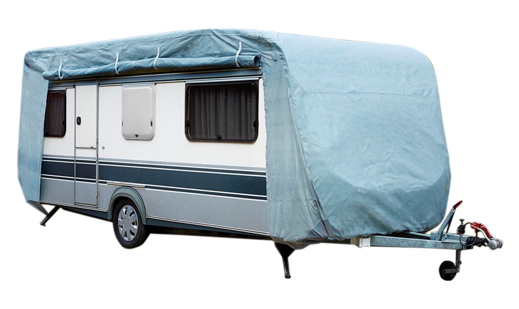Green Yard Wohnwagenschutzhülle Wohnwagenschutzhülle Wohnwagen Abdeckplane Caravan Cover M 550x250x220 (1 Stück, Inkl. Tragetasche), UV-beständig, schimmelresistent und reißfest