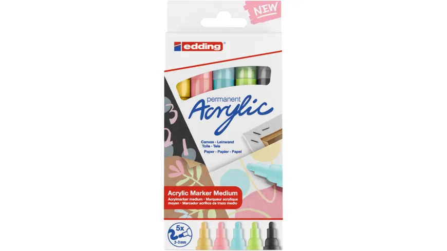 edding Acrylmarker 5100 5er-Set medium pastell pastell