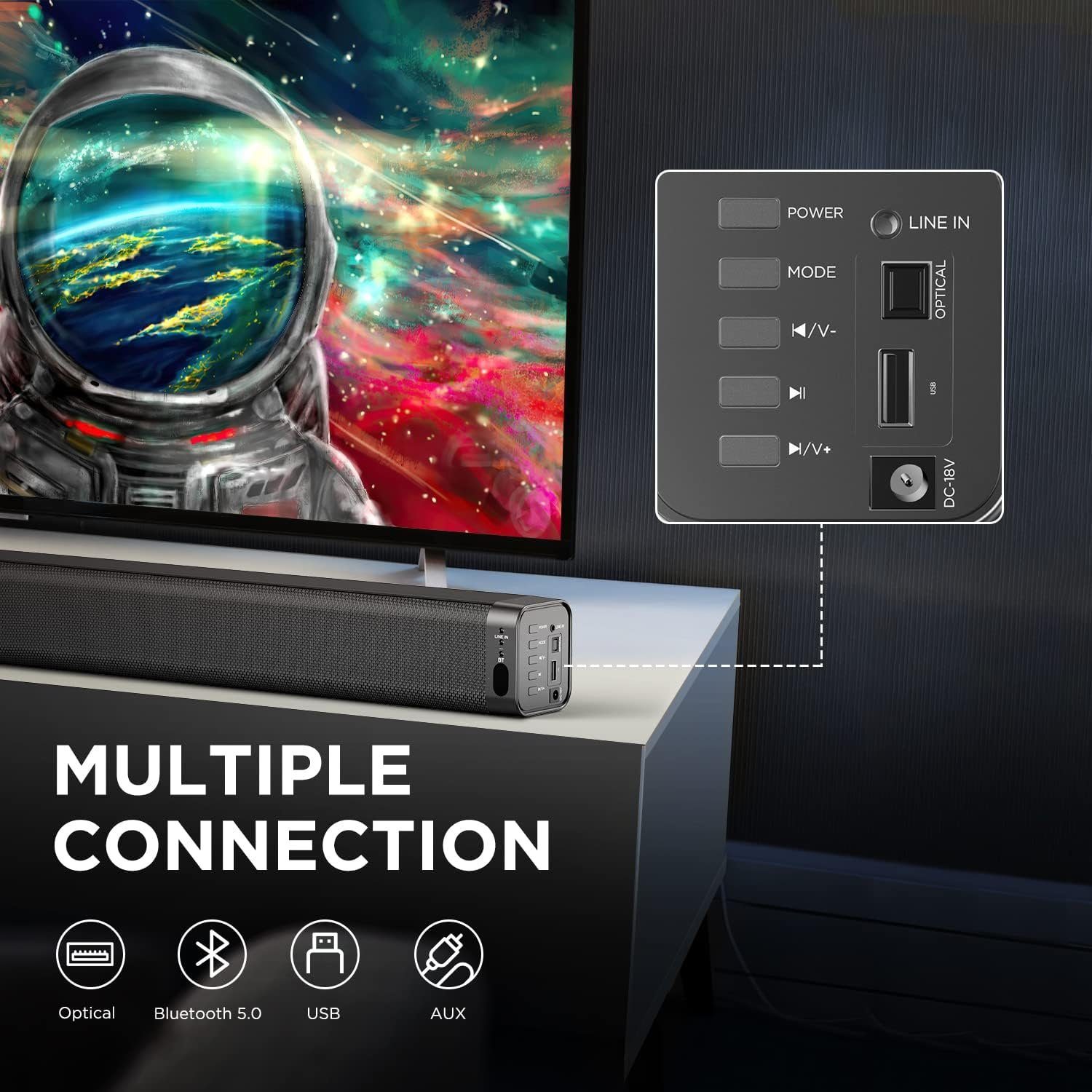 ABOX Thramono Odine I 2.0 Soundbar (80 W, 120 dB Soundsystem für Fernseher, Kraftvoller Klang, Surround Sound)