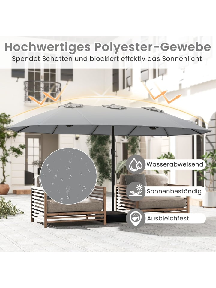 COSTWAY Doppelsonnenschirm mit Ständer 443x265cm in Grau günstig kaufen onesize