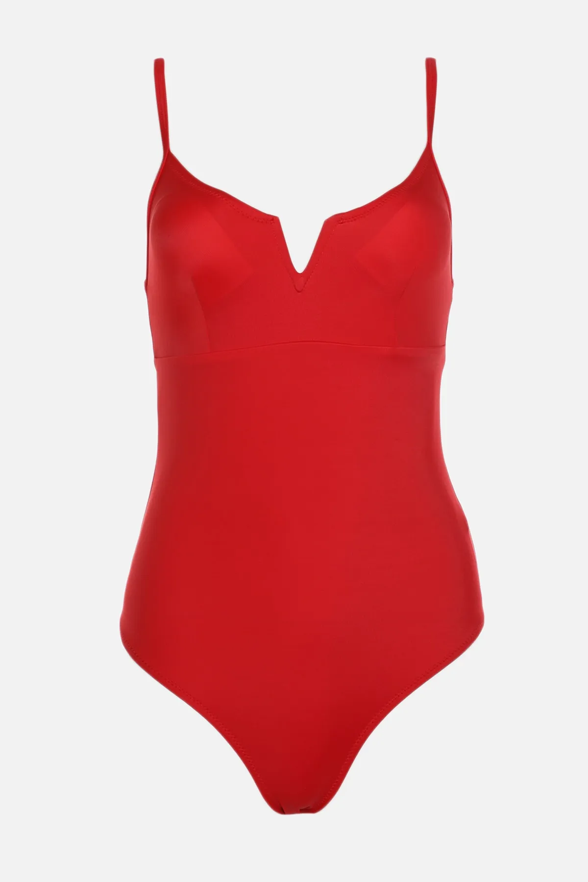 Trendyol Collection  Roter normaler Badeanzug mit V-Ausschnitt TBESS22MA0010