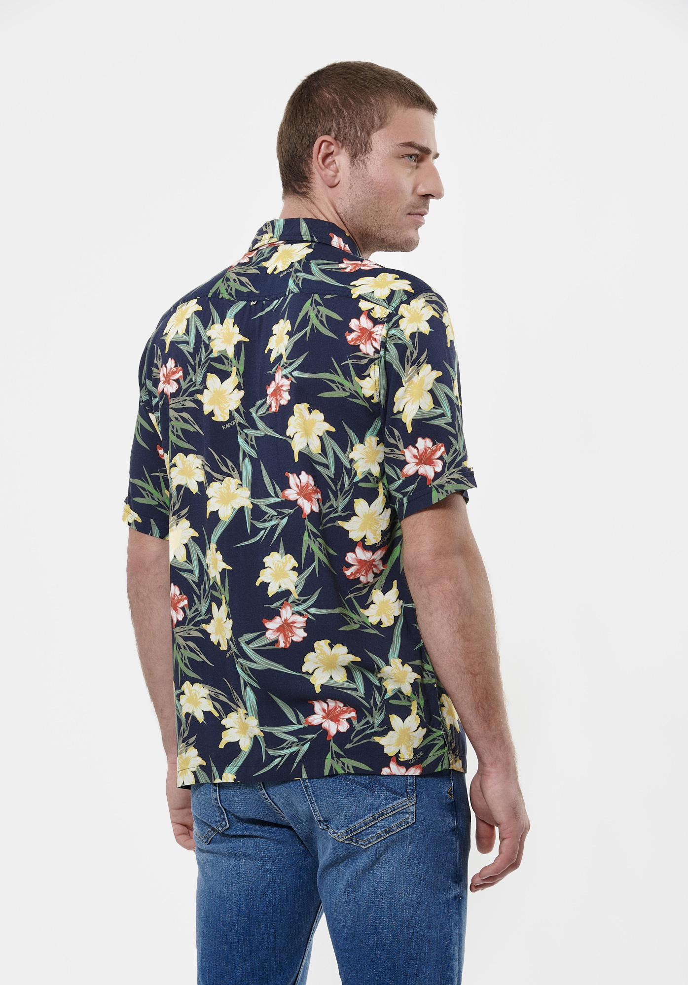 MACAO  Chemise fleurie bleue Homme