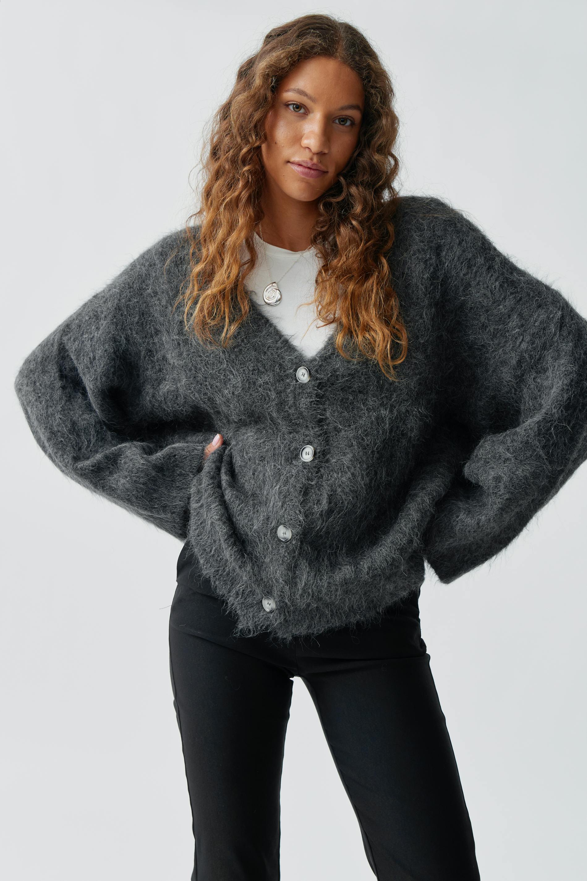 Knitted alpaca blend cardigan