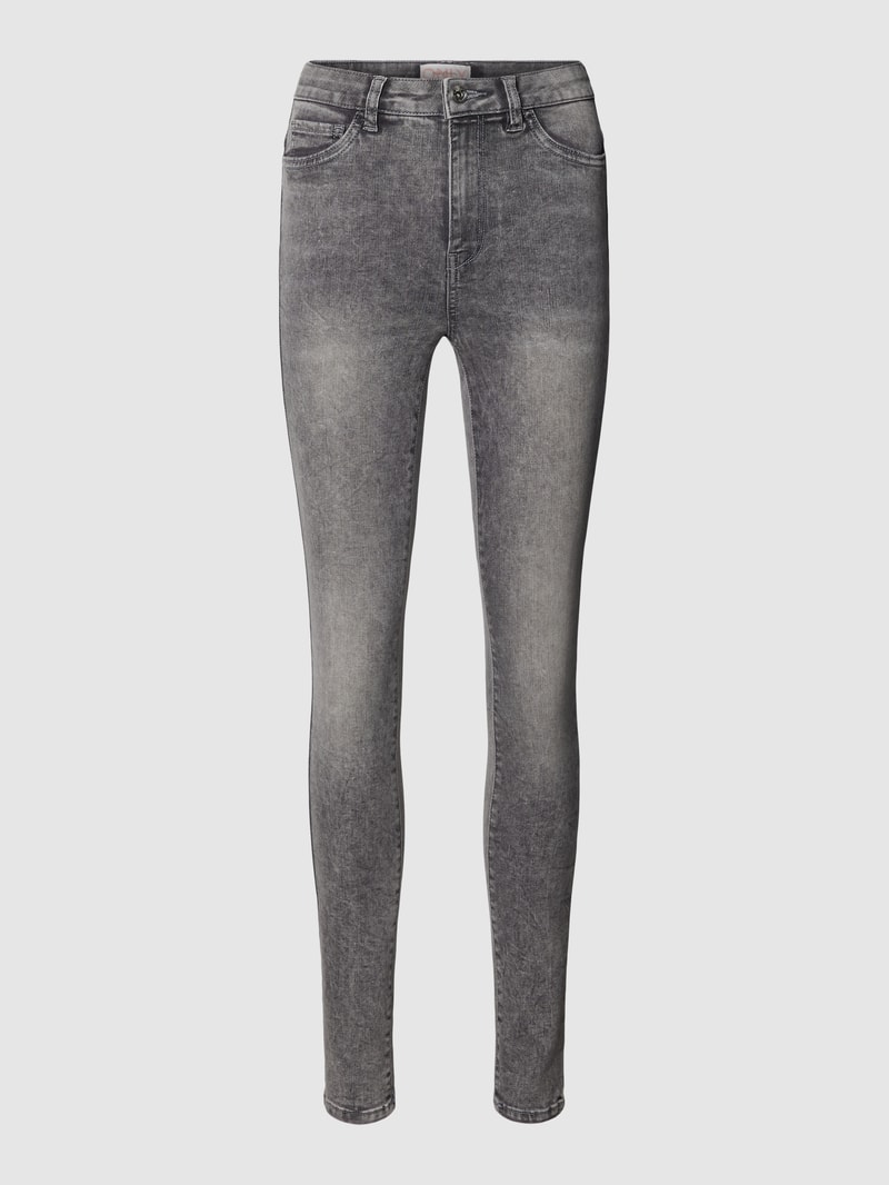 Skinny Fit Jeans mit Eingrifftaschen Modell 'ROSE' in mittelgrau