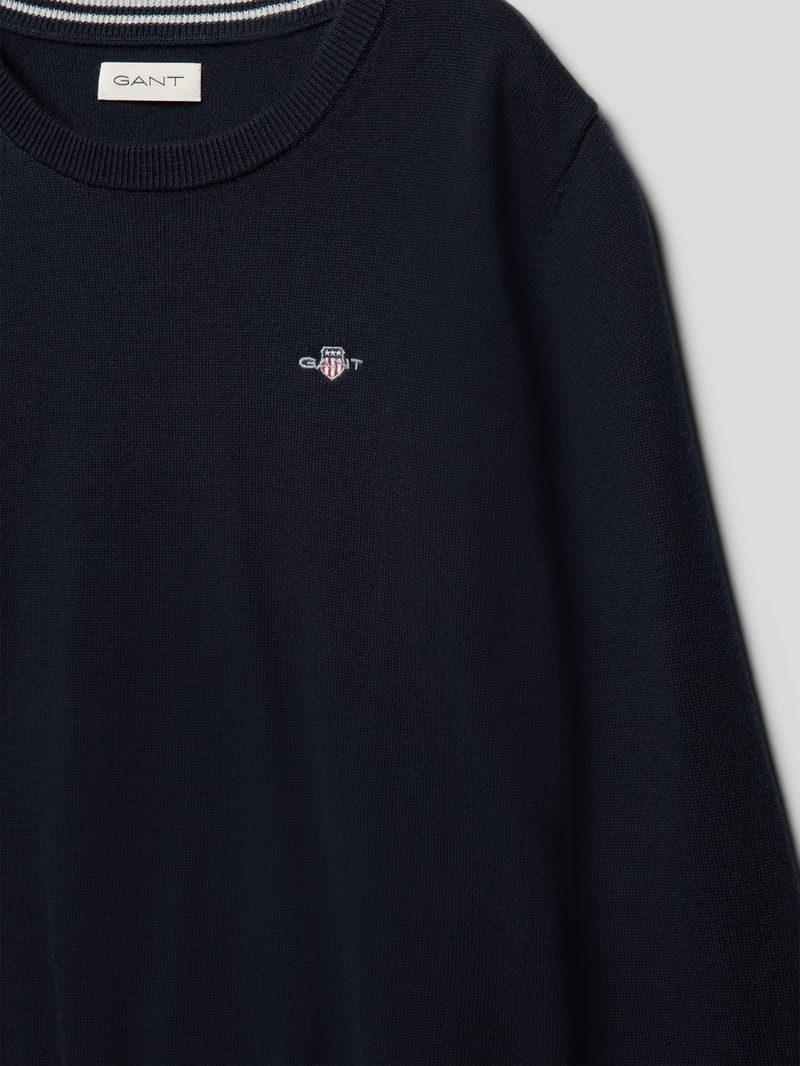 Strickpullover mit Label-Stitching Modell 'SHIELD' in blau