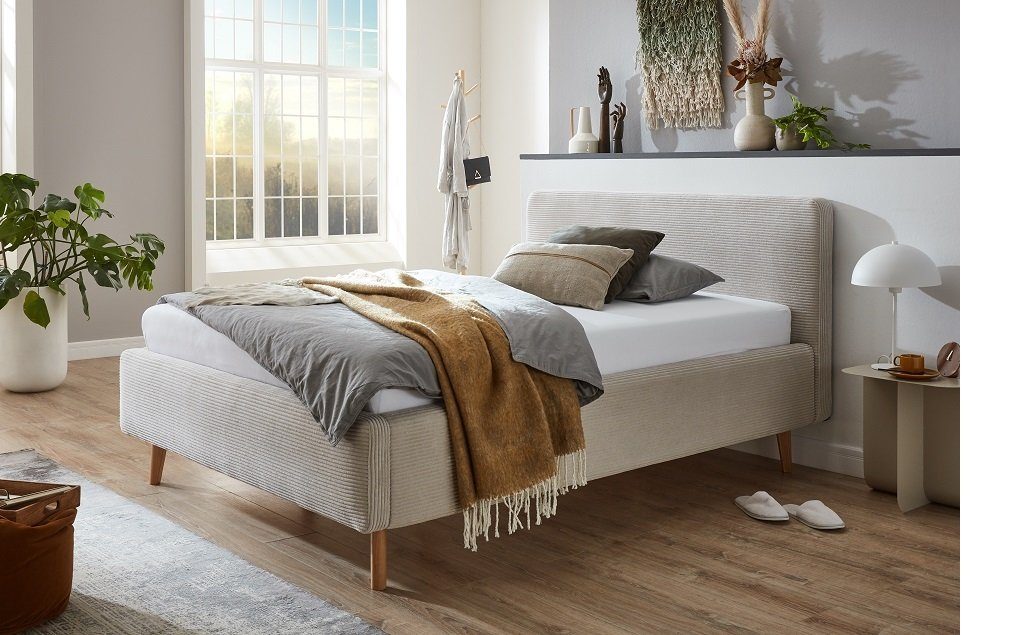 meise.möbel Holzbett Polsterbett Mattis Cord, beige, 140/160/180 x 200 cm, verschiedene