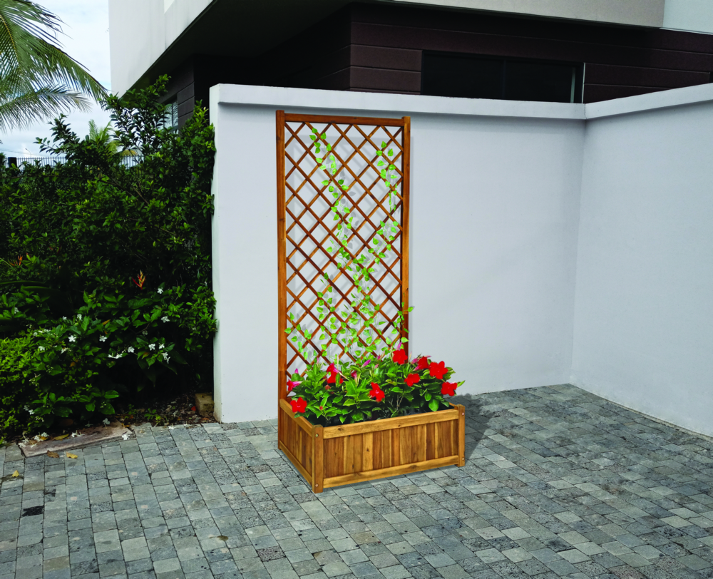 Hardin 1fachgut Pflanzkasten Pflanztopf Blumentopf mit Rankhilfe 180 x 80 x 38 cm FSC braun