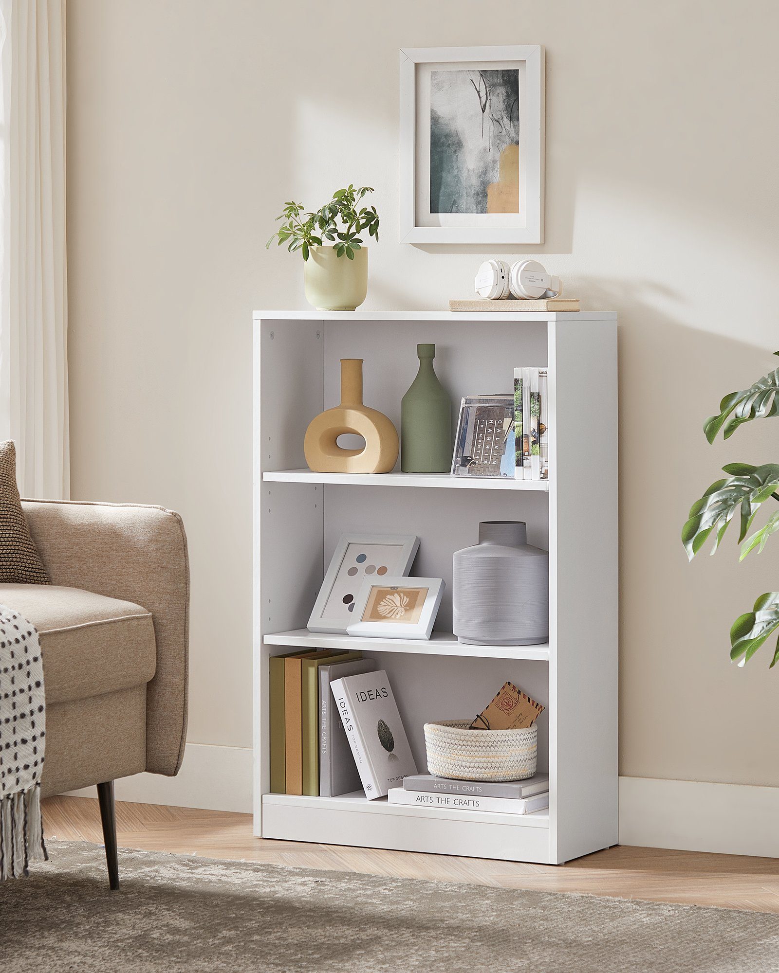 VASAGLE Bücherregal Standregal, Raumteilerregal, Höhe 93-121,5cm