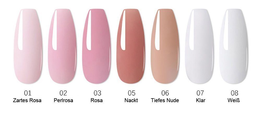 Scheiffy Nagellack-Set 15ml 7 Farben Nagelverlängerung Set 16 Stück, Nagelverlängerung, Nagelwerkzeuge, Nagellampe, Style 1/01/02/05