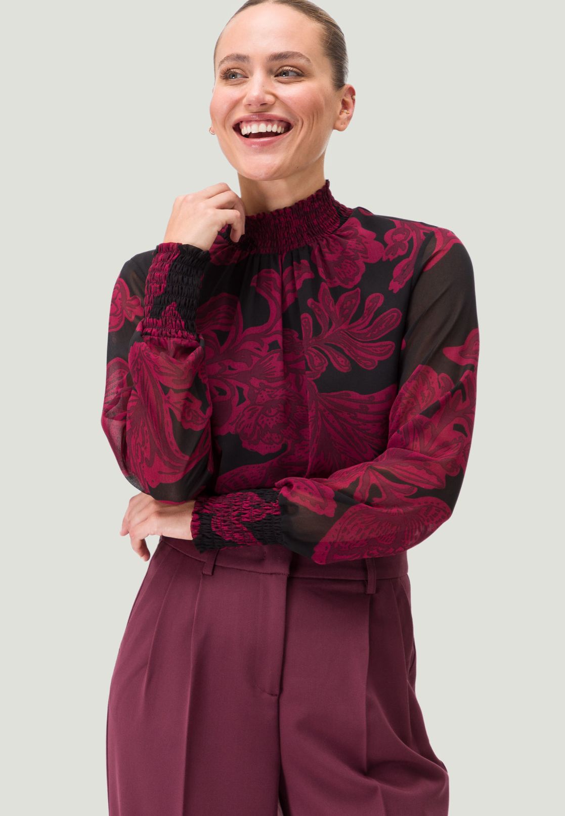 Chiffon Bluse mit Blumendruck
