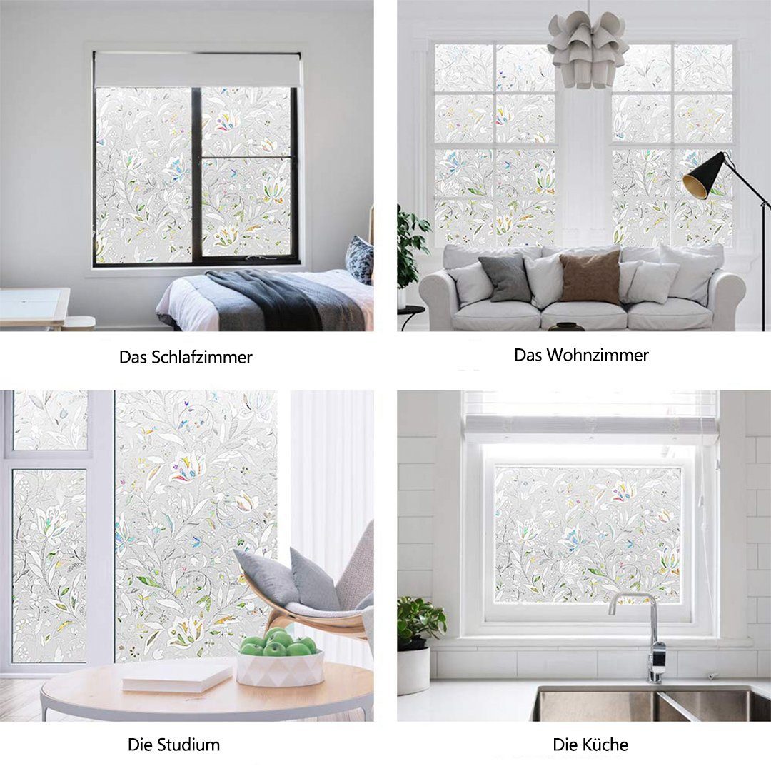 Fensterfolie Fensterfolie,selbsthaftend,Blickdicht,Anti-UV,dekorativ, Buntglasfolie, SOTOR, Fensterabdeckung, Milchglasfolie,Tulpe