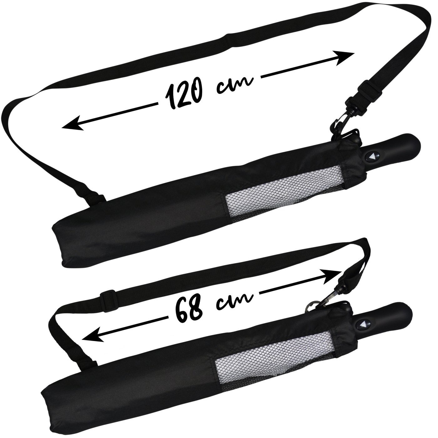 iX-brella Taschenregenschirm Trekking Golf-Taschenschirm XXL mit Umhängetasche, mit riesigem 124cm Dach-Durchmesser