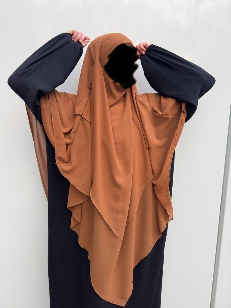 Aymasal Kopftuch Dreilagiger Khimar Chiffon Khumur Hijab Kopftuch Bedeckung locker