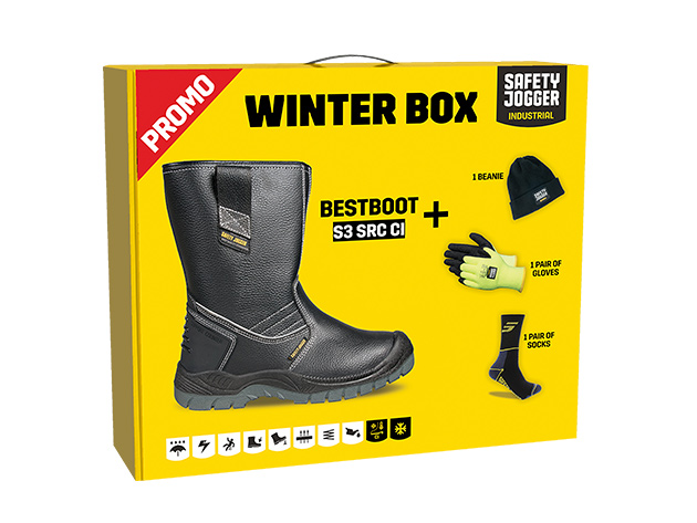 Turvajuoksukengät PROMOBESTB Winterbox Bestboot -turvakenkä, hattu, käsineet ja sukat