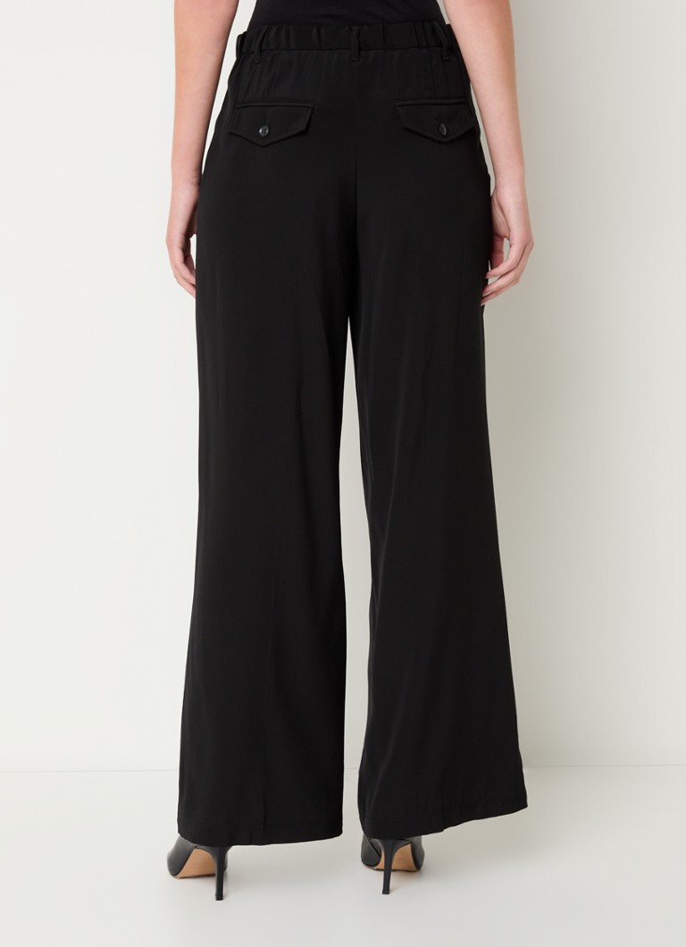 Pantaloni de vară cu talie înaltă, cu talie lată și buzunare laterale.