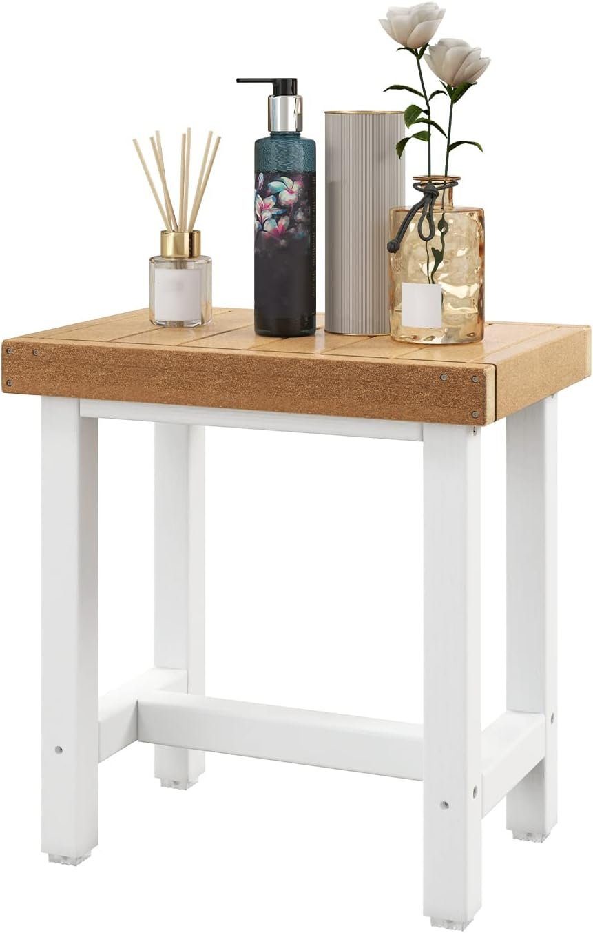 KOMFOTTEU Duschhocker 2-stufige Duschbank, mit Ablage, 46 x 32 x 49 cm