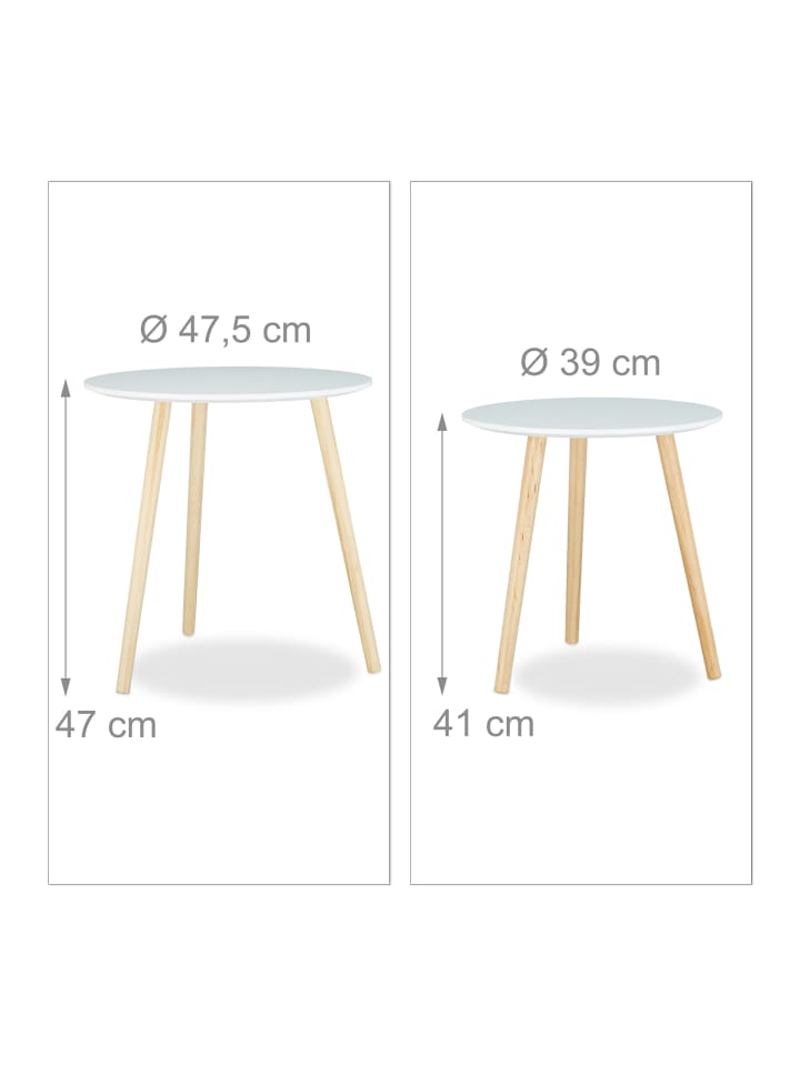 relaxdays 2x Beistelltisch in Weiß günstig kaufen onesize