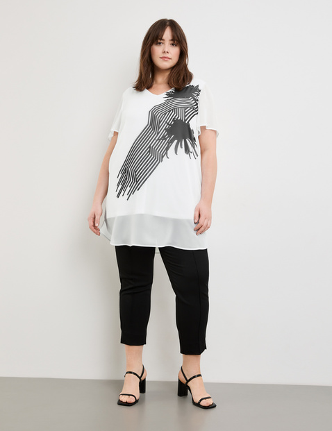 Chiffon-Tunika mit kurzem Arm