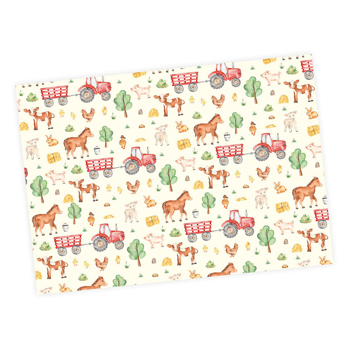 Geschenkpapier 5 Bögen Bauernhof – 1,60€/qm Größe: - 84,1 x 59,4 cm Geschenkpapier
