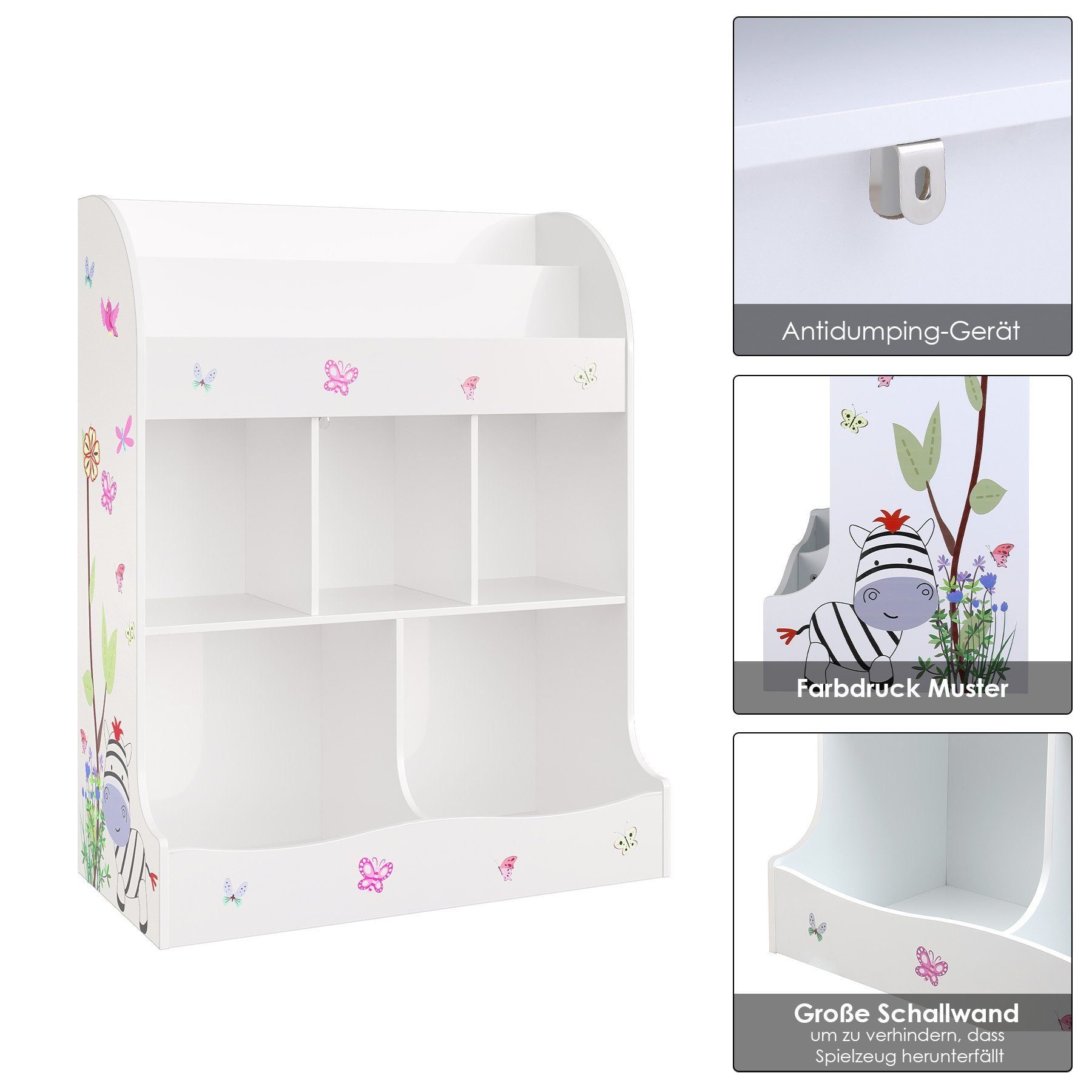 HOMECHO Bücherregal, Kinderregal Spielzeugablage Organizer mit 5 Fächern