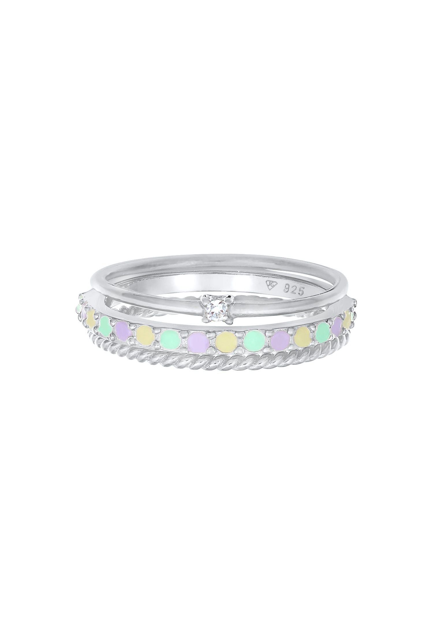 Ensemble de boucles d'oreilles Elli pour femme, solitaire torsadé moderne, design multicolore tendance avec émail et cristal en argent sterling 925 plaqué or