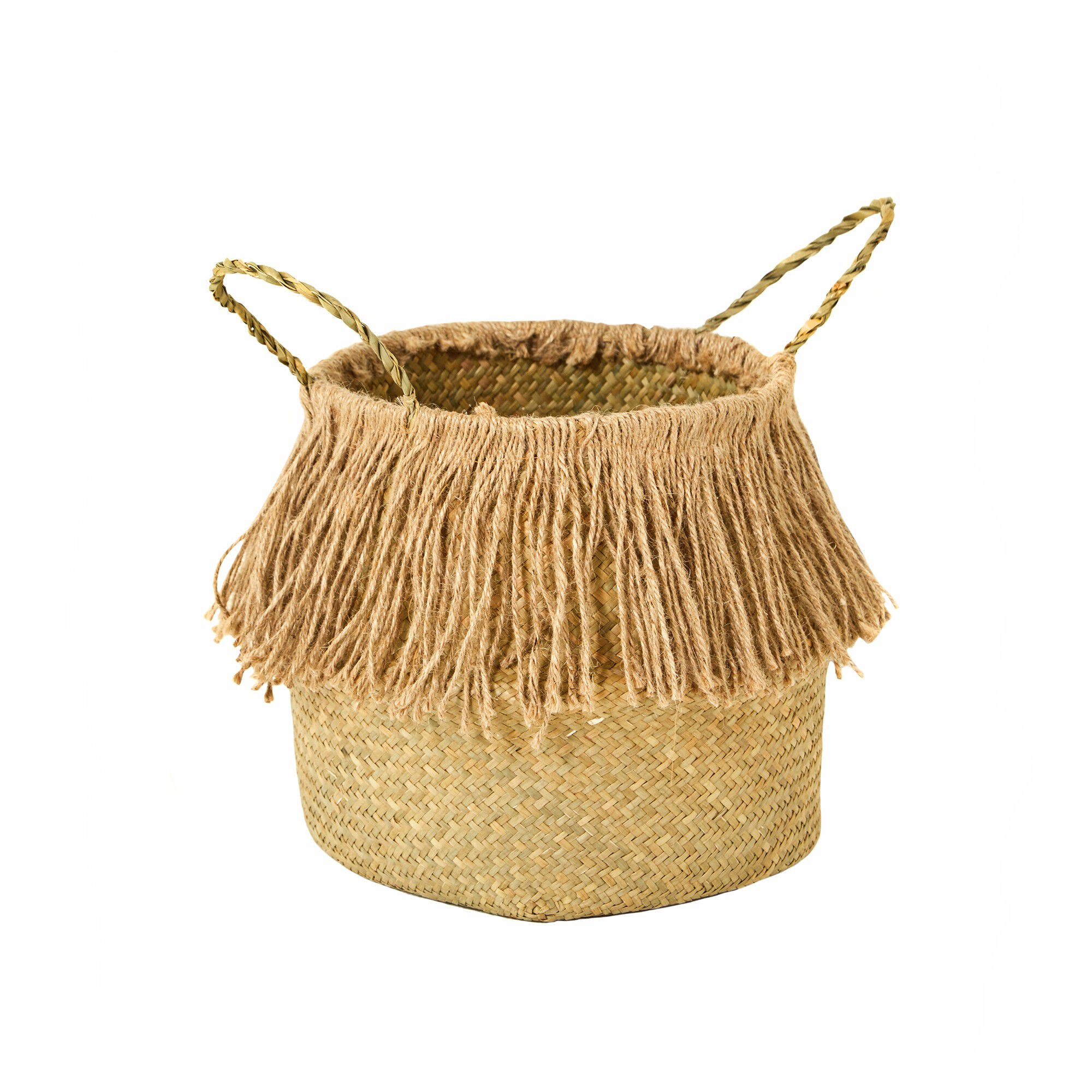 Panier de rangement tressé en herbier marin