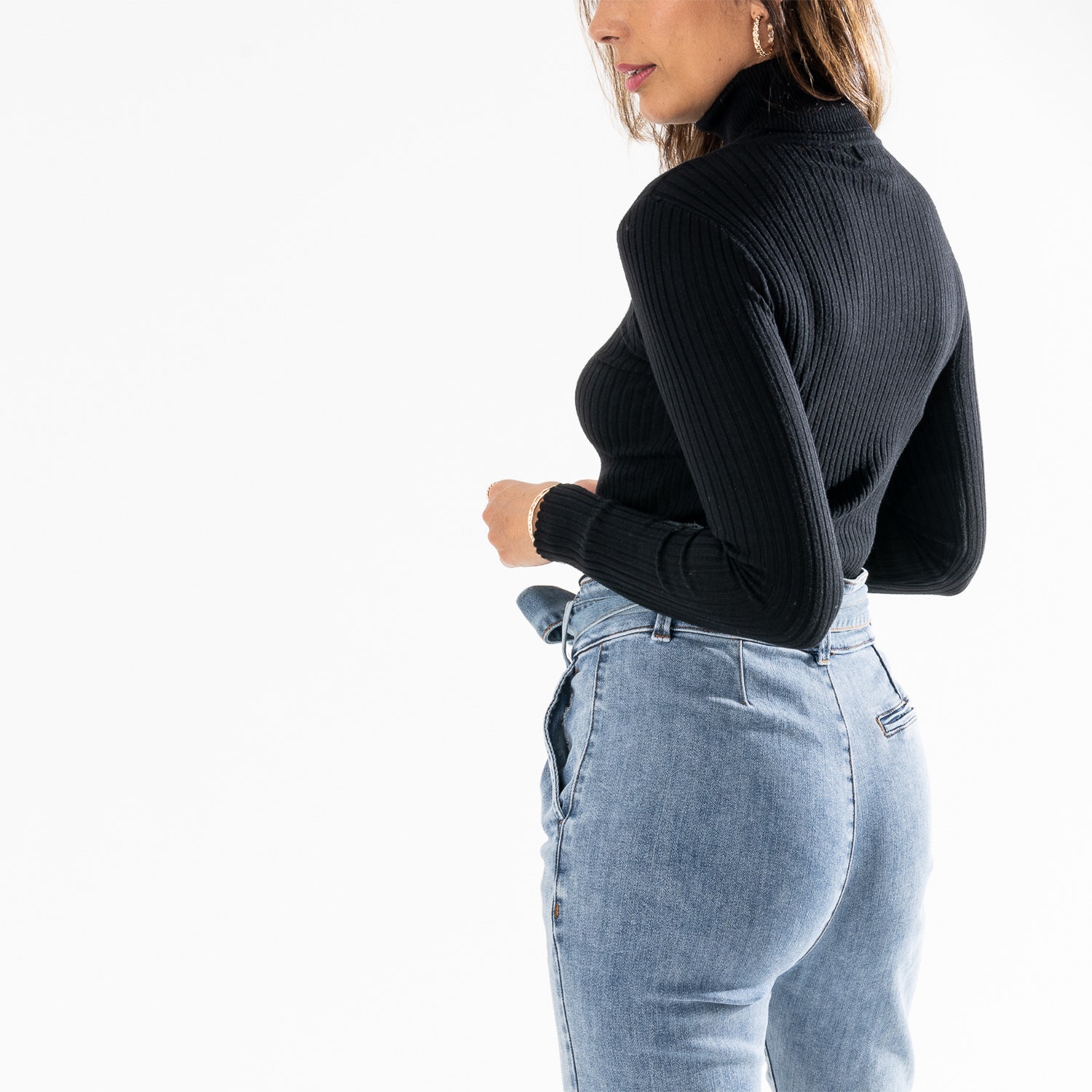 Pull à col roulé TEXTO noir - taille unique