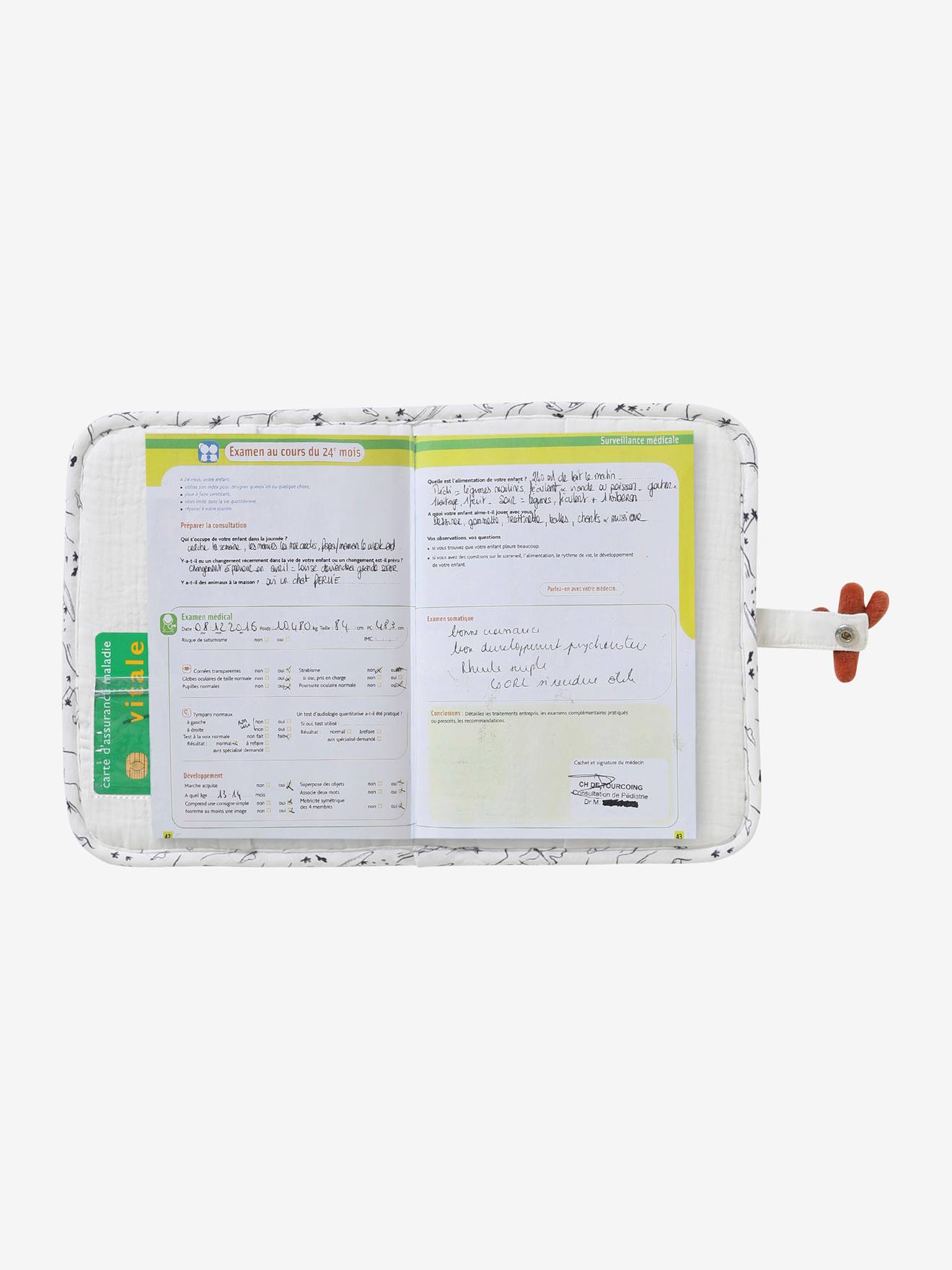 Protège carnet de santé en gaze de coton blanc sahara